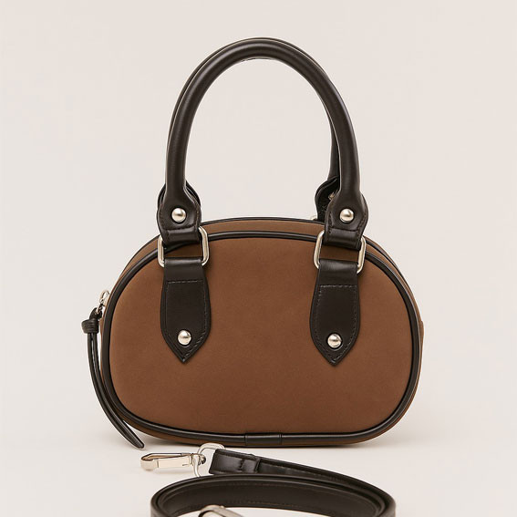 کیف دوشی کوچک مینی موکا رنگ موکا و قهوهای با بند دوشی بلند