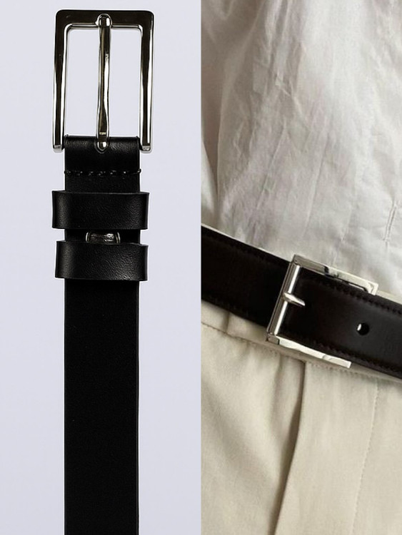 کمربند زنانه مشکی چرم طبیعی گاومیش عرض ۲.۵ سانتیمتر»