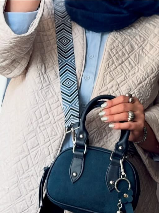 خرید بند کیف برزنت فانتزی سرمه ای