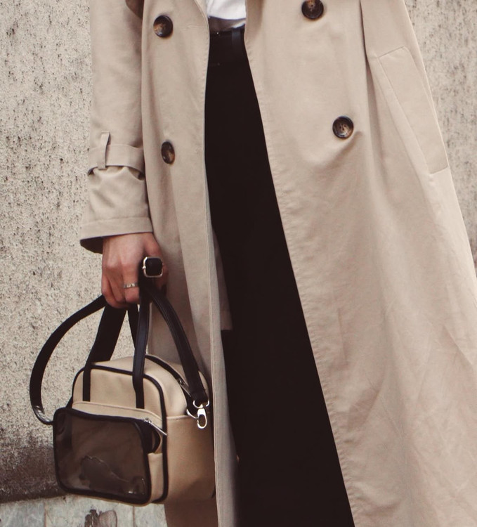 خرید کیف چرمی جیب طلقی کرم مشکی