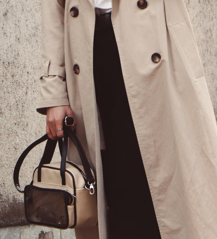 خرید کیف چرمی جیب طلقی کرم مشکی