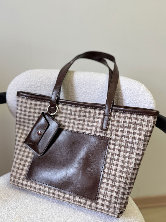 خرید کیف شطرنجی قهوه ای