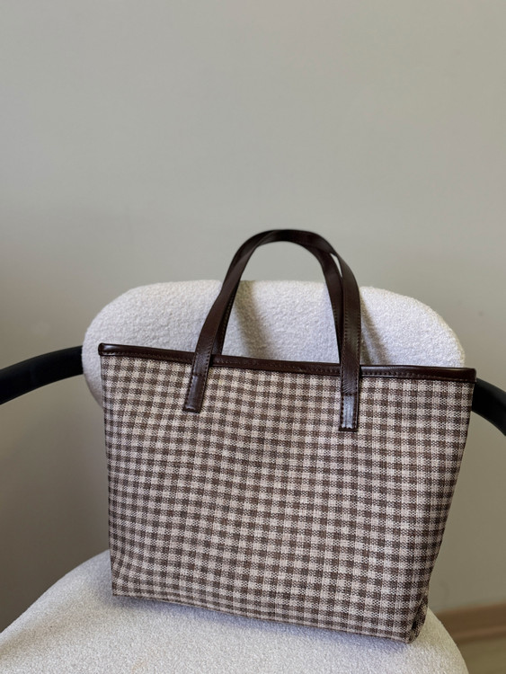 کیف دوشی شطرنجی قهوه ای