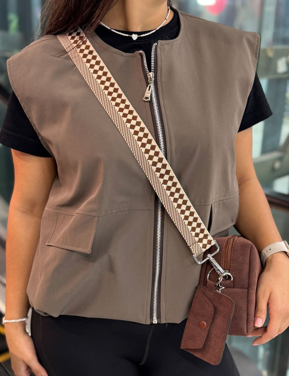 خرید کیف جیر ساده با بند برزنتی طرحدار